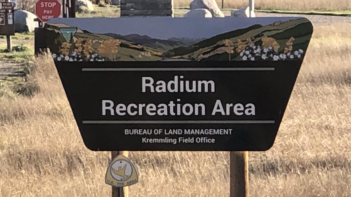 Radium Recreation Area Entry Sign