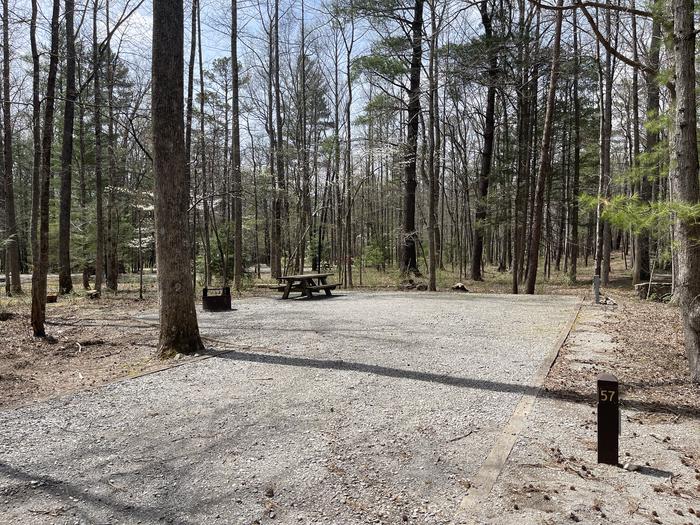 A photo of Site 057 of Loop C at INDIAN BOUNDARY with Picnic Table, Electricity Hookup, Fire Pit, Tent Pad, Lantern Pole