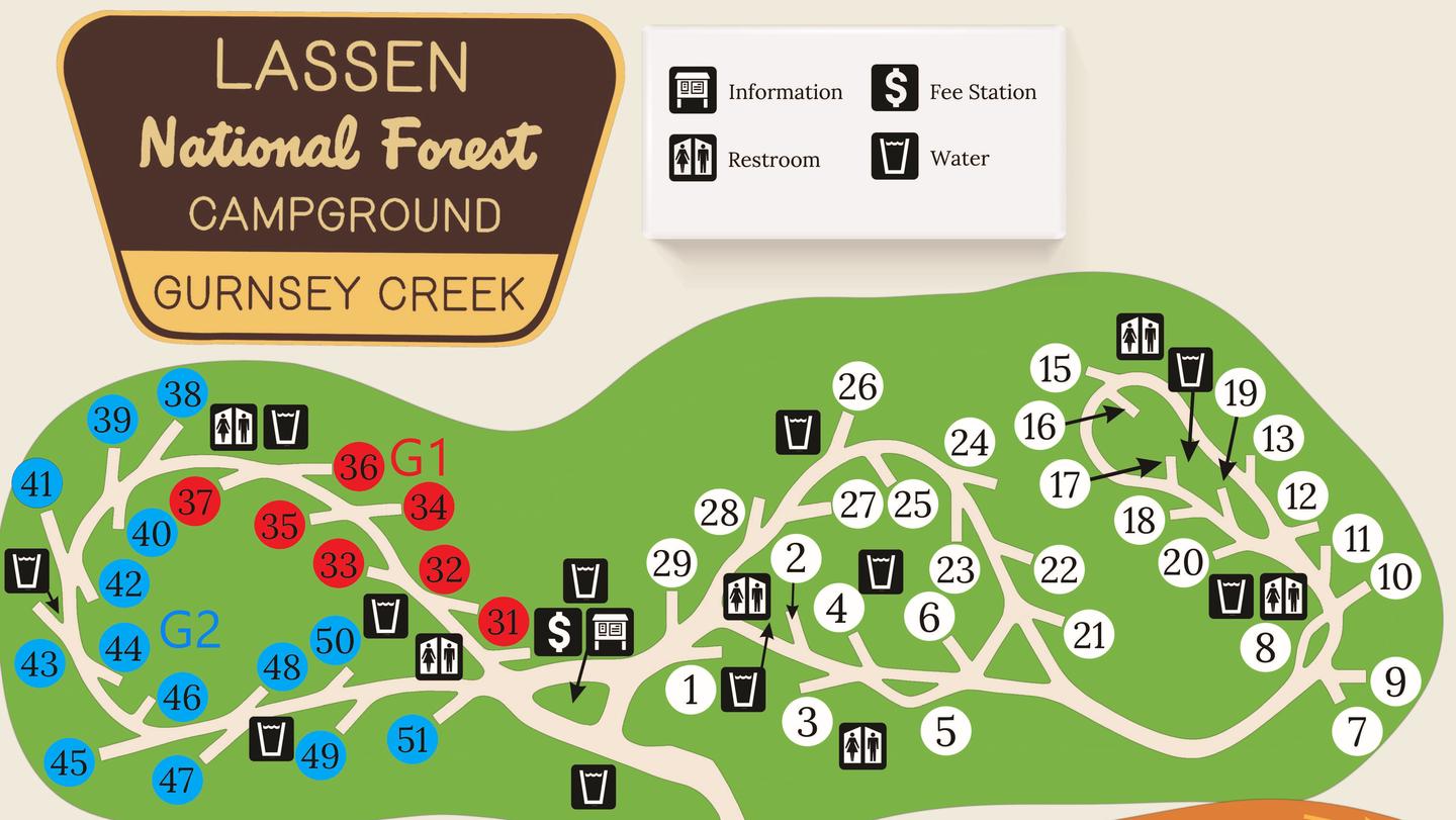 Gurnsey Creek Campground Map Gurnsey Creek Campground Map