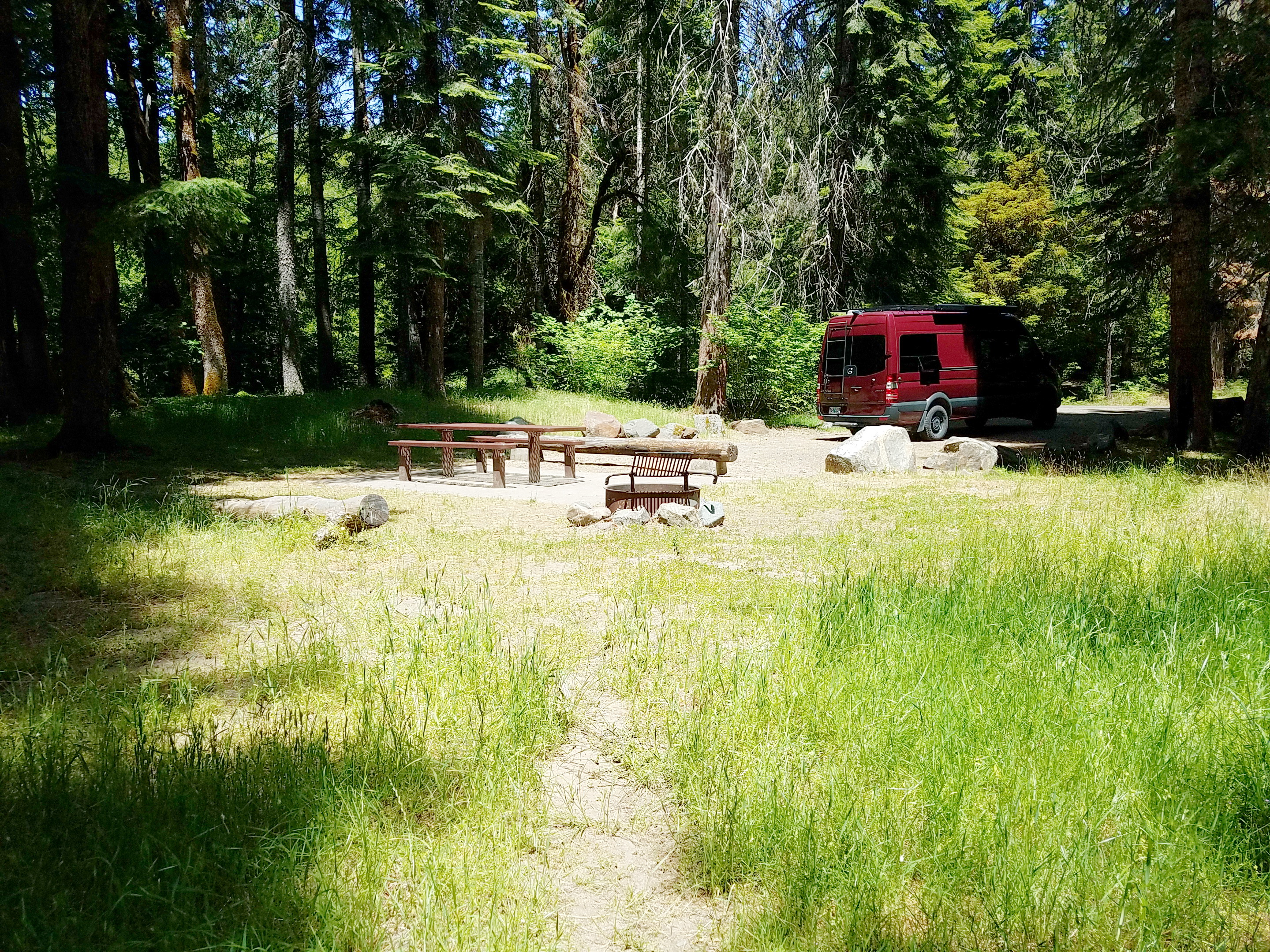 View of campsite at Elderberry Flat Campground.