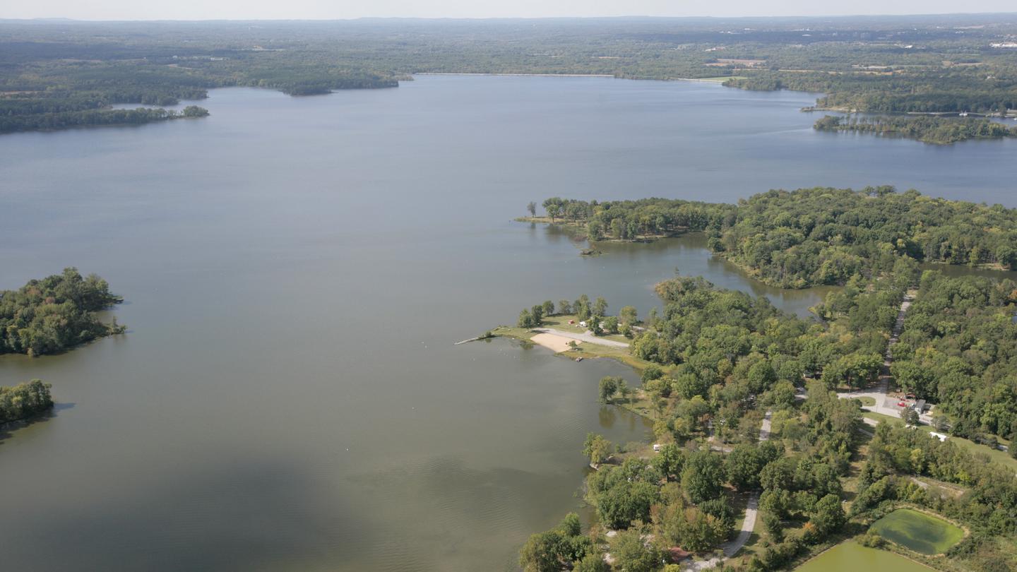 Aerial View of Campground and LakeAerial View of a portion of the campground and Crab Orchard Lake