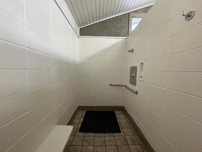 Shower in glamping bathhouse