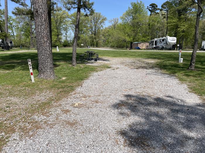 A photo of Site E-5 of Loop E at Crab Orchard Campground with Picnic Table, Electricity Hookup, Fire Pit, Water Hookup