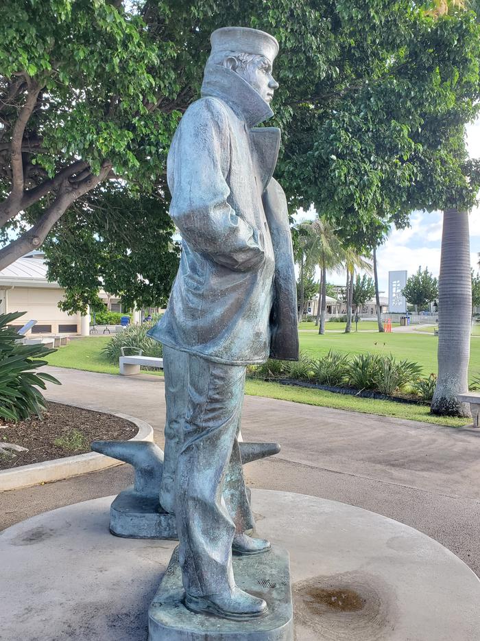 The Pearl Harbor National Memorial Lone Sailor Statue.The Pearl Harbor National Memorial Lone Sailor Statue is included in the multimedia tour stops.