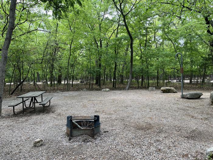 A photo of Site 16 of Loop Cold Springs at Cold Springs Campground (OK) Chickasaw NRA with Picnic Table, Fire Pit, Lantern Pole