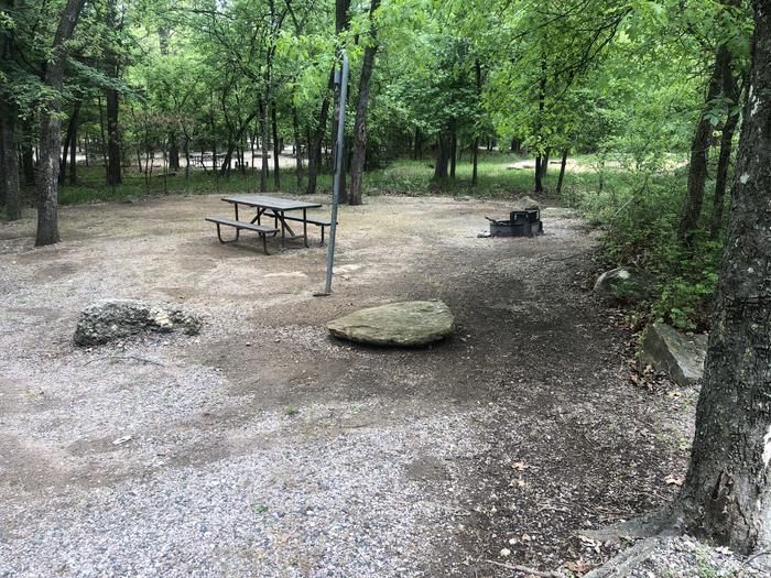 A photo of Site 48 of Loop Cold Springs at Cold Springs Campground (OK) Chickasaw NRA with Picnic Table, Fire Pit, Lantern Pole