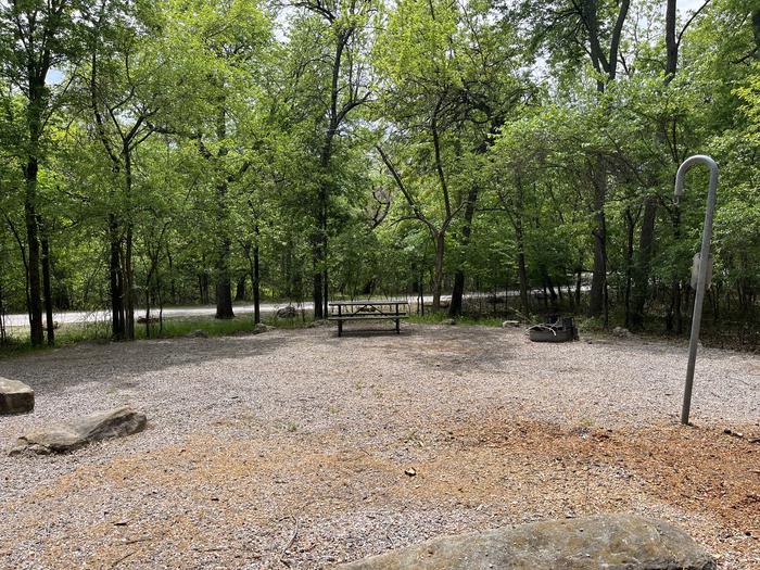 A photo of Site 36 at Cold Springs Campground (OK) Chickasaw NRA with Picnic Table, Fire Pit, Lantern Pole