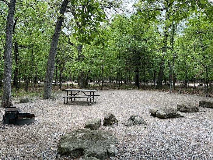 A photo of Site 14 of Loop Cold Springs at Cold Springs Campground (OK) Chickasaw NRA with Picnic Table, Fire Pit, Lantern Pole