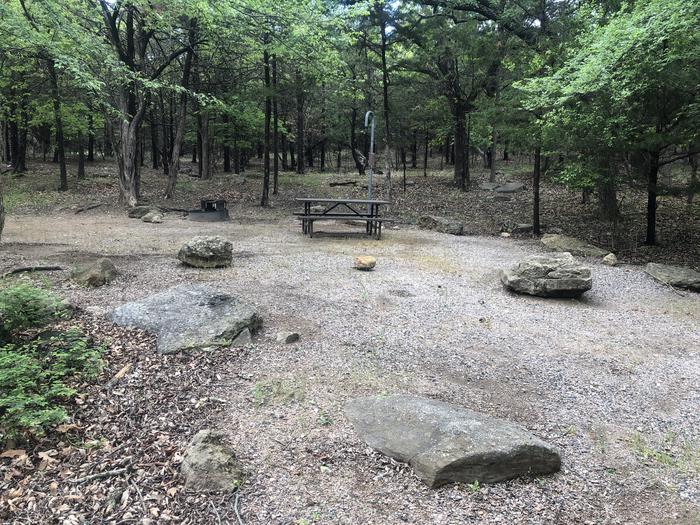 A photo of Site 47 of Loop Cold Springs at Cold Springs Campground (OK) Chickasaw NRA with Picnic Table, Fire Pit, Lantern Pole