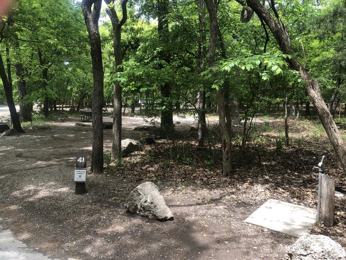 A photo of Site 41 of Loop Cold Springs at Cold Springs Campground (OK) Chickasaw NRA with Picnic Table, Fire Pit, Lantern Pole