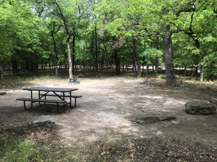 A photo of Site 41 of Loop Cold Springs at Cold Springs Campground (OK) Chickasaw NRA with Picnic Table, Fire Pit, Lantern Pole