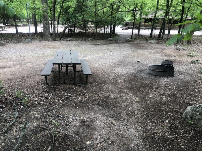 A photo of Site 45 of Loop Cold Springs at Cold Springs Campground (OK) Chickasaw NRA with Picnic Table, Fire Pit, Lantern Pole