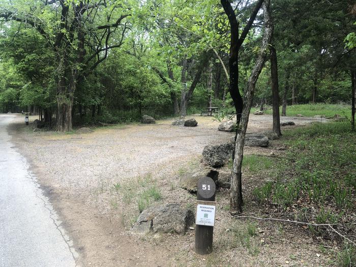 A photo of Site 51 of Loop Cold Springs at Cold Springs Campground (OK) Chickasaw NRA with Picnic Table, Fire Pit, Lantern Pole