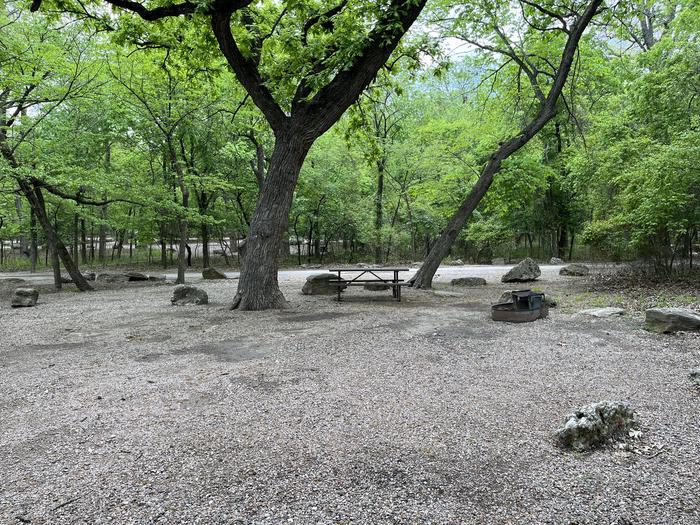 A photo of Site 24 at Cold Springs Campground (OK) Chickasaw NRA with Picnic Table, Fire Pit, Lantern Pole