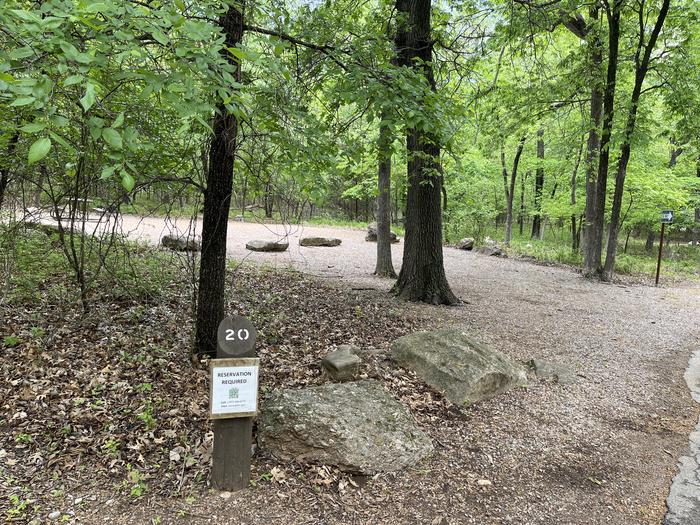 A photo of Site 20 of Loop Cold Springs at Cold Springs Campground (OK) Chickasaw NRA with Picnic Table, Fire Pit, Lantern Pole