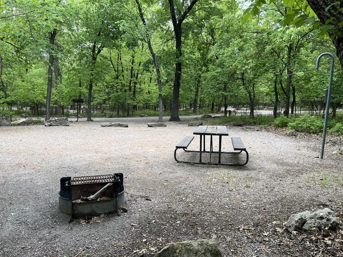 A photo of Site 20 of Loop Cold Springs at Cold Springs Campground (OK) Chickasaw NRA with Picnic Table, Fire Pit, Lantern Pole