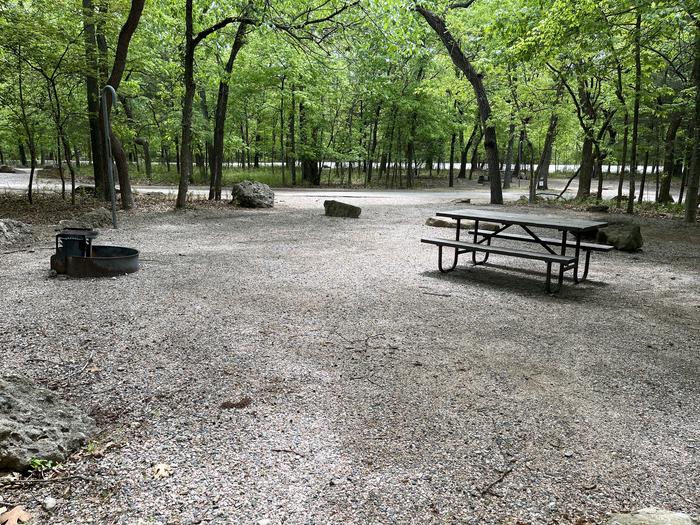 A photo of Site 39 at Cold Springs Campground (OK) Chickasaw NRA with Picnic Table, Fire Pit, Lantern Pole