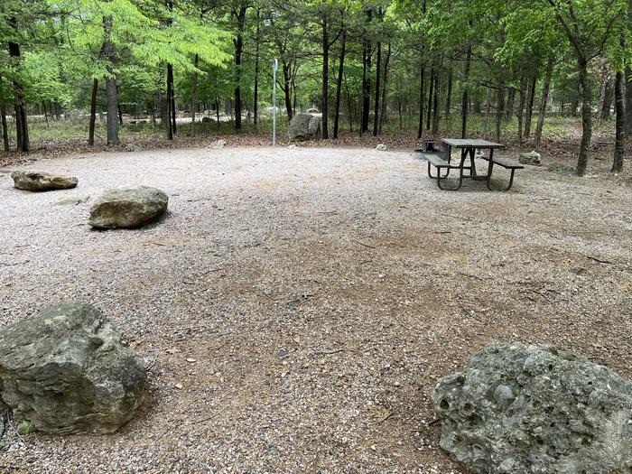 A photo of Site 02 of Loop Cold Springs at Cold Springs Campground (OK) Chickasaw NRA with Picnic Table, Fire Pit, Tent Pad, Lantern Pole