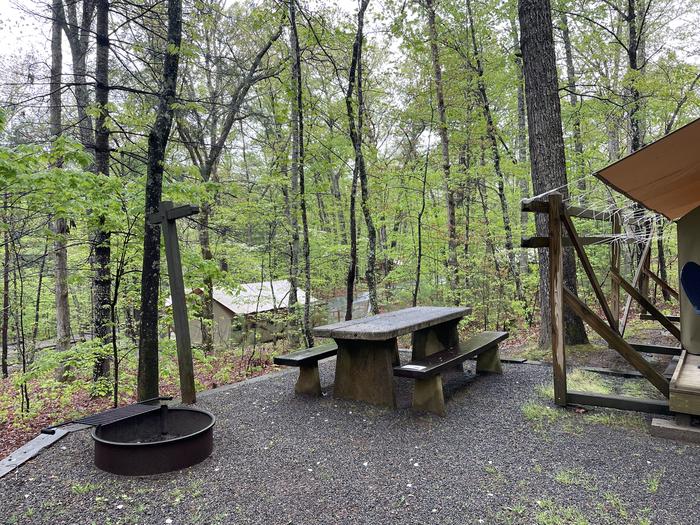 Lake Powhatan Glamping Tent #74 - picnic table and fire pit 