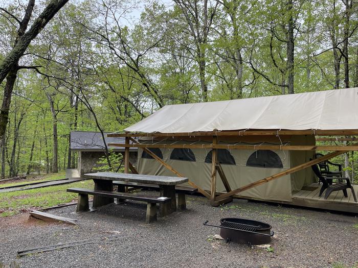 Lake Powhatan Glamping Tent #78 - picnic table and fire pit 