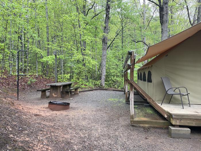 Lake Powhatan Glamping Tent #73 - picnic table and fire pit 