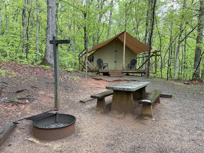 Lake Powhatan Glamping Tent #77 - picnic table and fire pit 