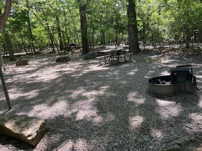 A photo of Site 11 at Cold Springs Campground (OK) Chickasaw NRA with Picnic Table, Fire Pit, Lantern Pole