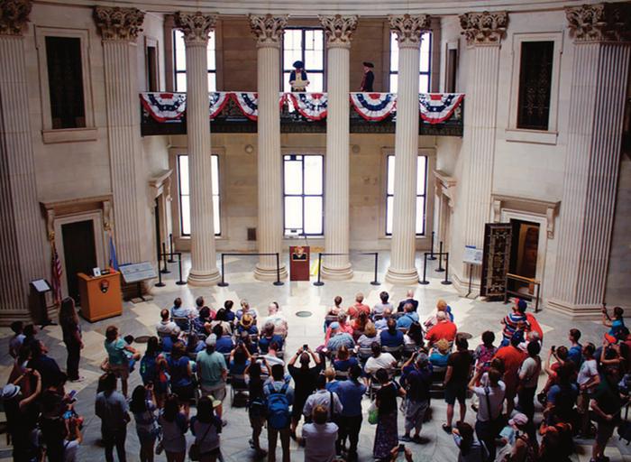Federal Hall RotundaFederal Hall Visitors watch a re-enactment