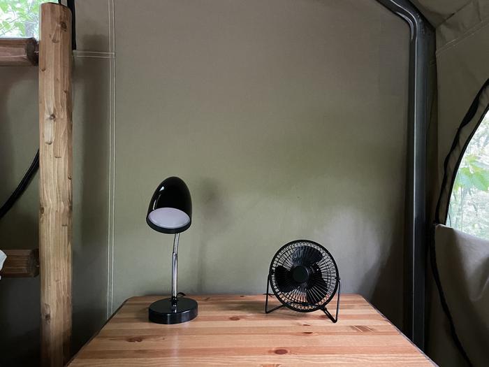 Glamping lamp and fan 