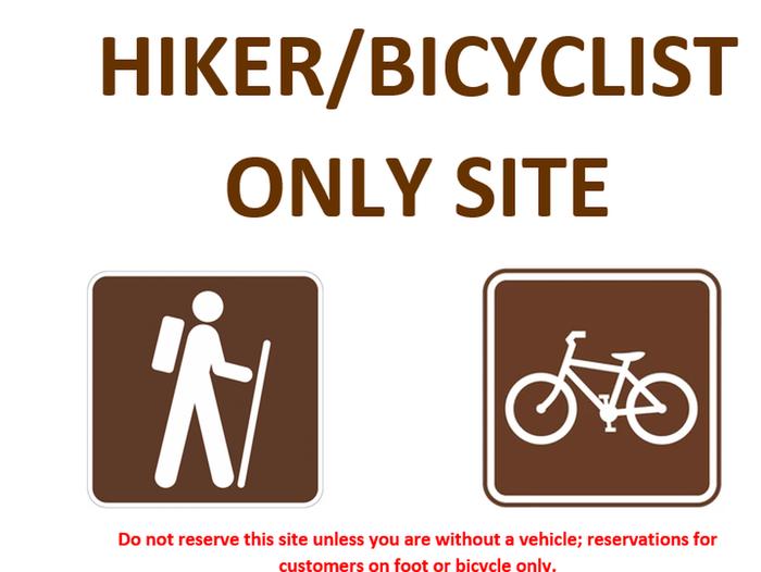 A bicycle and individual on footDo not reserve this site unless you are without a vehicle reservations for customers on foot