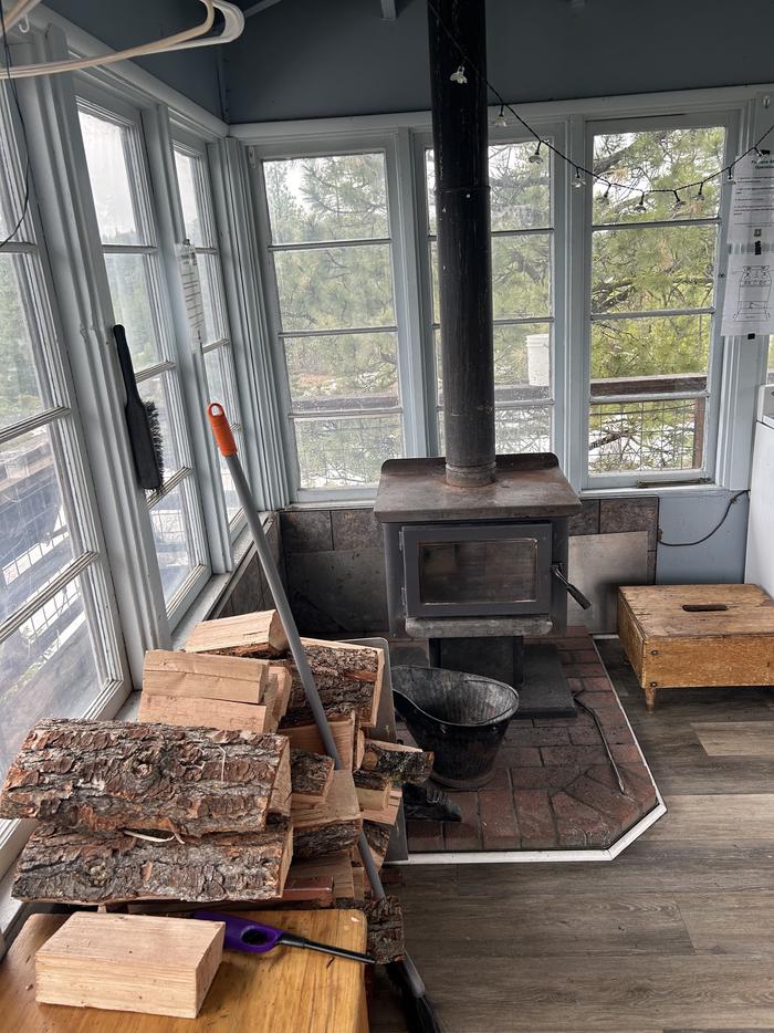 Fivemile Lookout wood stove. 