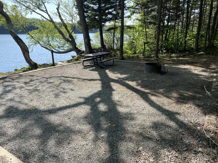 A photo of Site 9 of Loop  at Grout Pond Campground with Picnic Table, Fire Pit, Shade, Tent Pad, Waterfront
