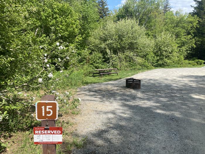 A photo of Site 15 of Loop  at Grout Pond Campground with Picnic Table, Fire Pit
