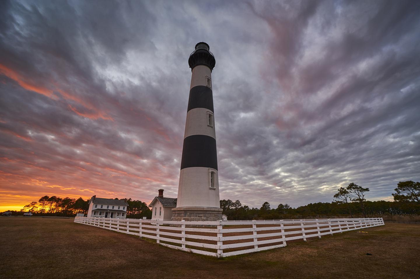 Sunset at Bodie Island lighthouseSunset at Bodie Island lighthouse.