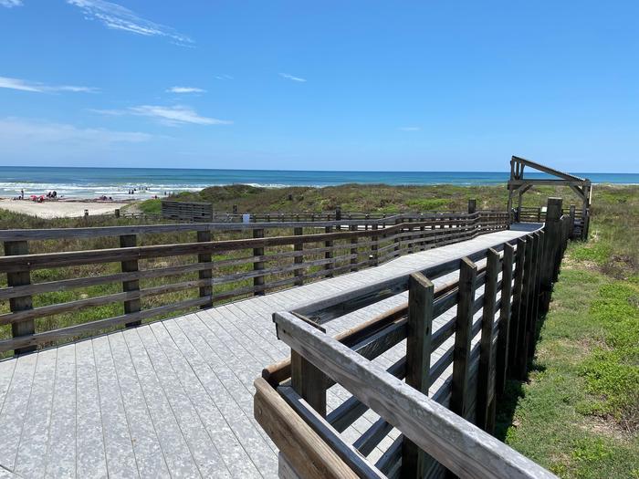 BoardwalkAn accessible boardwalk leads from the visitor center deck down to the beach.