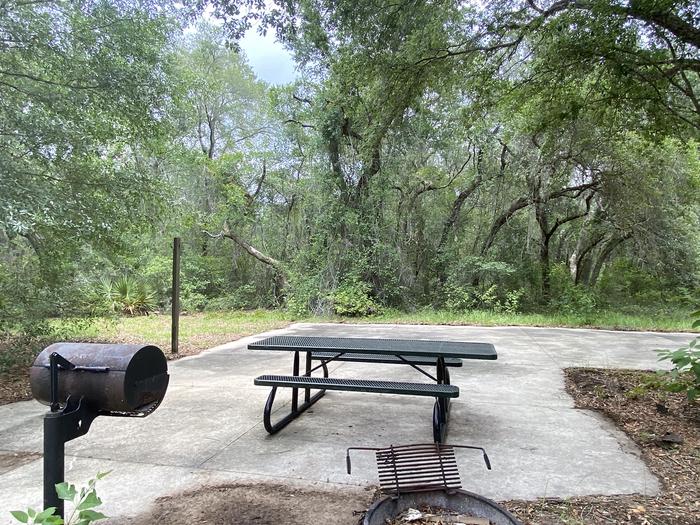 A photo of Site 7 of Loop Big Bass Campground at Big Bass Campground (FL) with Picnic Table, Fire Pit, Shade, Tent Pad, Lantern Pole