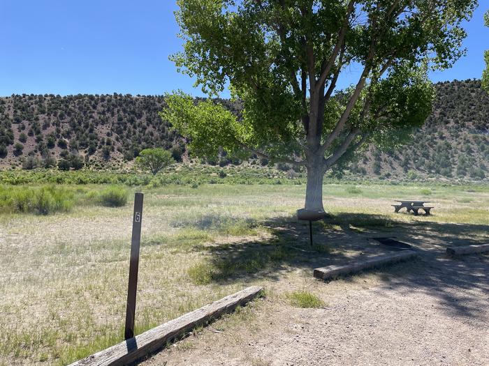 A photo of Site 6 of Loop  at Gates of Lodore Campground with Picnic Table, Fire Pit, Shade
