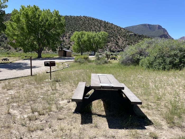 A photo of Site 14 of Loop  at Gates of Lodore Campground with Picnic Table