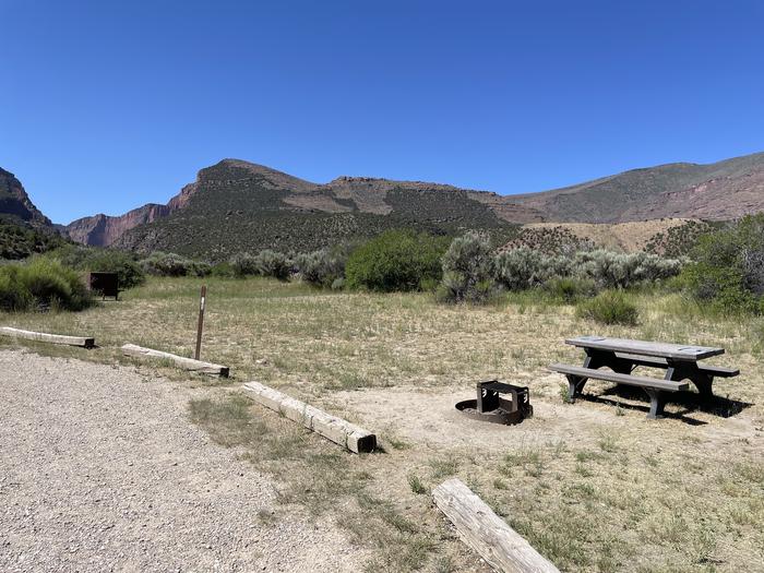 A photo of Site 15 of Loop  at Gates of Lodore Campground with Picnic Table, Fire Pit, Food Storage