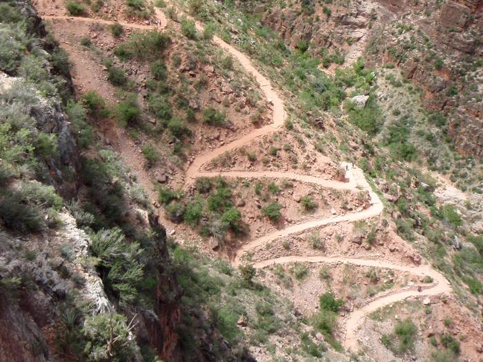 Airial view of the switchbacks on the Bright Angel TrailSwitchbacks on the Bright Angel Trail