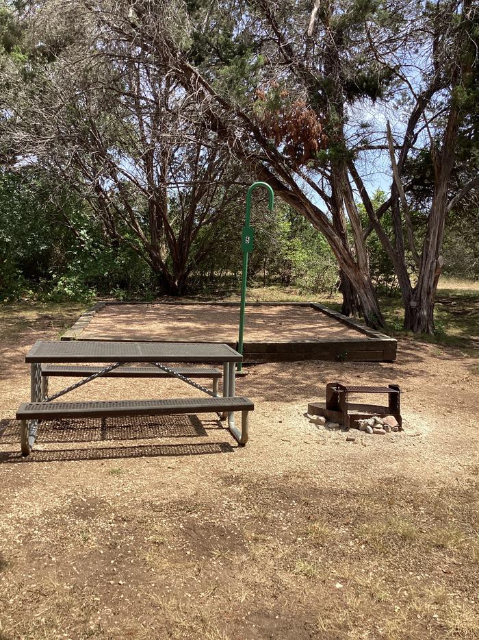 A photo of Site 005 of Loop TEJAS PARK at TEJAS PARK with Picnic Table, Tent Pad, Lantern Pole