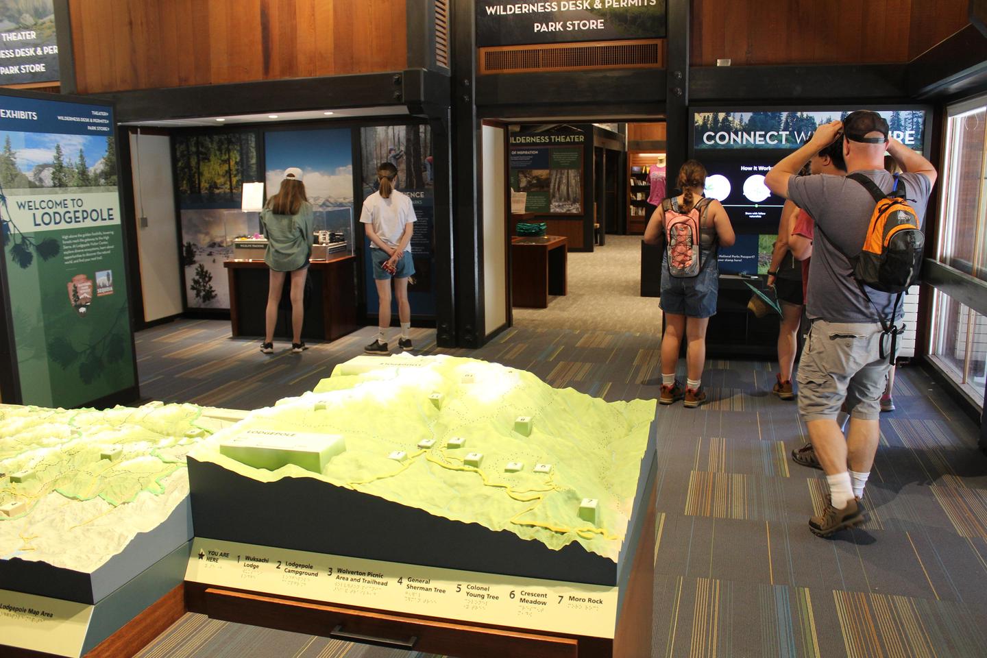 Lodgepole Visitor CenterVisitors take in the brand-new displays and maps at the Lodgepole Visitor Center