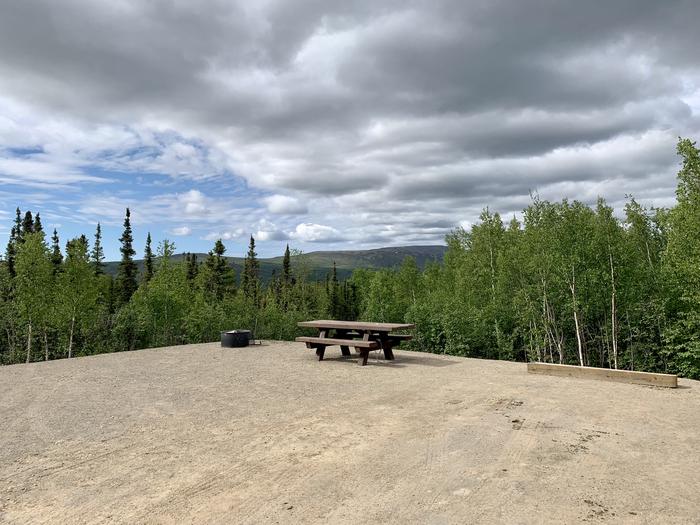 Campsite with view of nearby hillsLooking towards the hills southwest of the the Arctic Circle Campsite