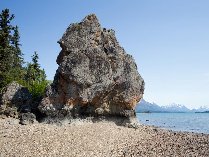 Priest Rock or "Hnitsanghi’iy- The Rock That Stands Alone' on the shoreline
