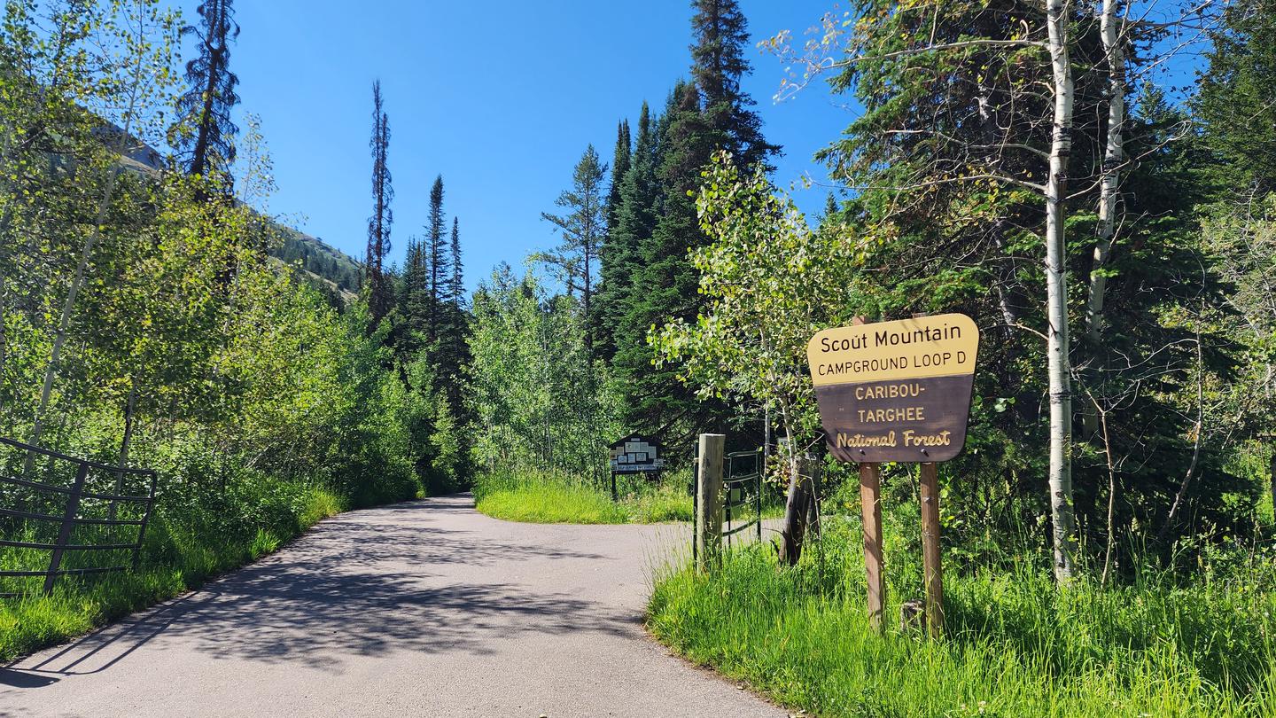 The entrance to Scout Mountain Campground Loop D