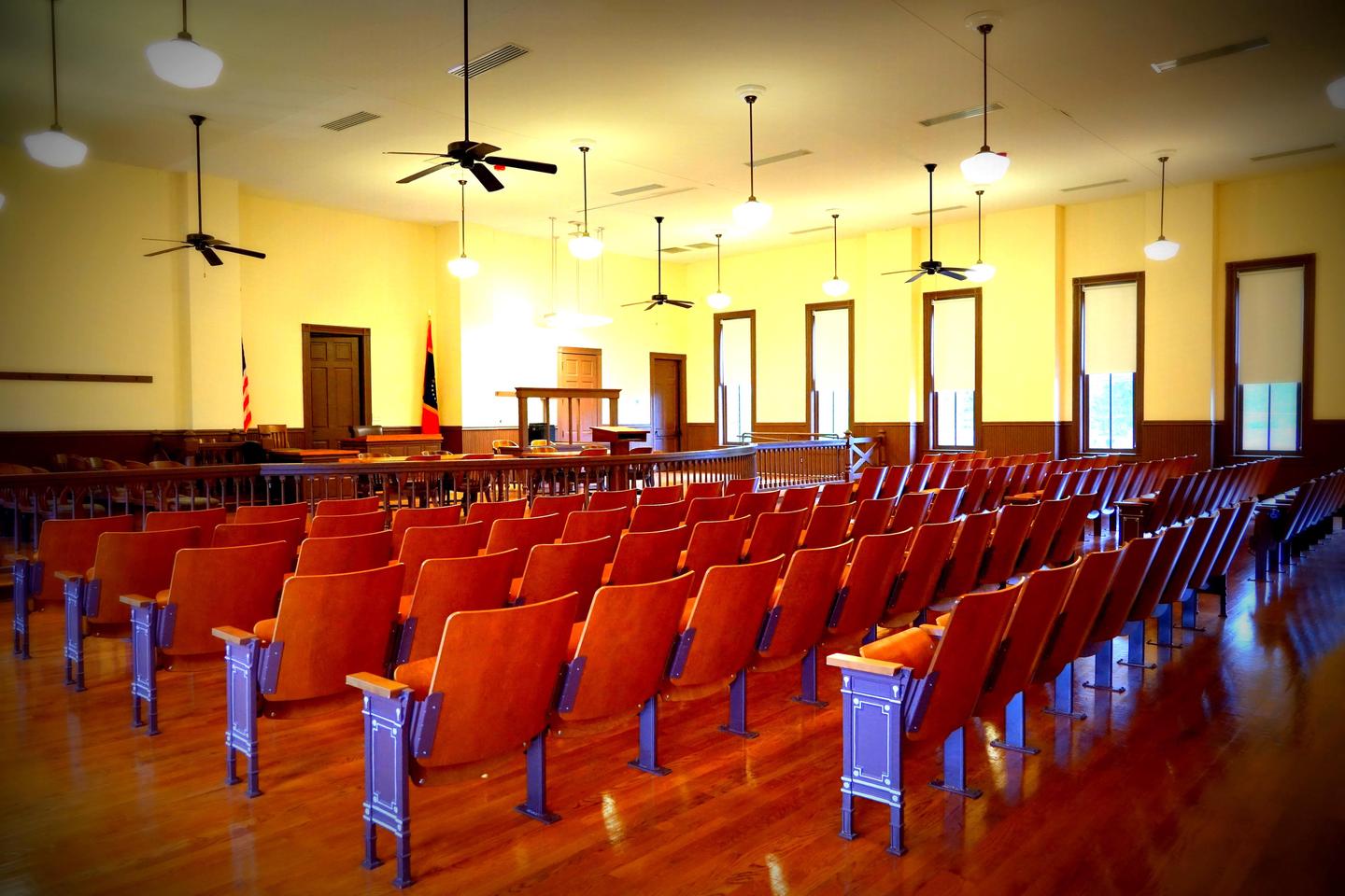 Tallahatchie County Courthouse CourtroomPresent-day interior view of the Tallahatchie County Courthouse courtroom where the trial of the men accused of lynching Emmett Till took place took place.