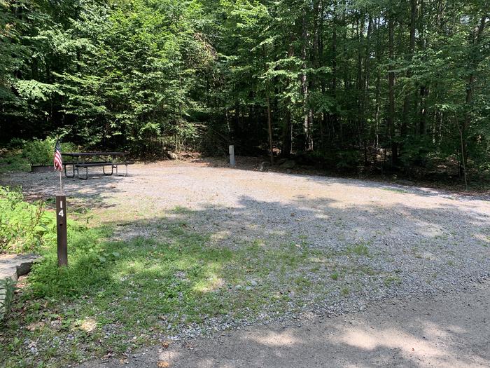 A photo of Site 14 of Loop East Branch at East Branch Campground with Picnic Table, Electricity Hookup, Fire Pit, Shade, Lantern Pole