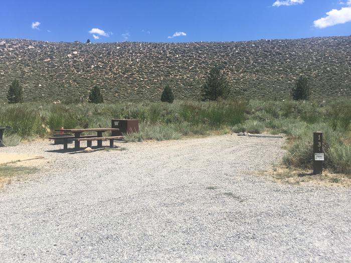 A photo of Site 013 of Loop SOUTH at HONEYMOON FLAT with Picnic Table, Fire Pit, Food Storage, Tent Pad