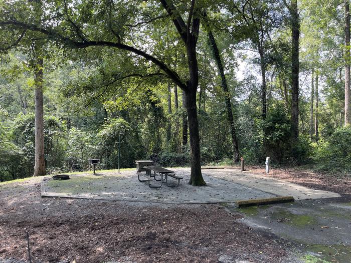A photo of Site 030 of Loop OAKW at WHITE OAK (CREEK) CAMPGROUND with Picnic Table, Electricity Hookup, Sewer Hookup, Fire Pit, Shade, Tent Pad, Full Hookup, Waterfront, Water Hookup