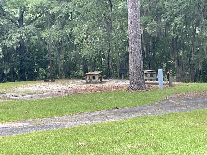 A photo of Site 56 of Loop RFOR at BLUFF CREEK with Picnic Table, Electricity Hookup, Sewer Hookup, Fire Pit, Shade, Tent Pad, Full Hookup, Waterfront, Water Hookup